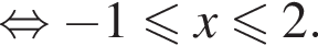  рав­но­силь­но минус 1 мень­ше или равно x мень­ше или равно 2.