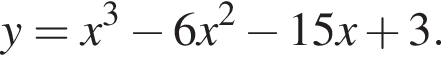 y=x в кубе минус 6x в квад­ра­те минус 15x плюс 3.