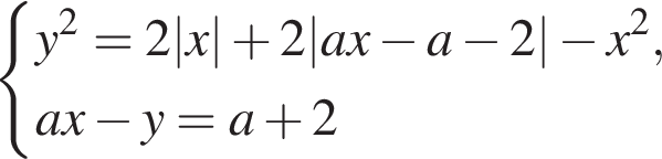  си­сте­ма вы­ра­же­ний y в квад­ра­те =2|x| плюс 2|ax минус a минус 2| минус x в квад­ра­те ,ax минус y=a плюс 2 конец си­сте­мы . 