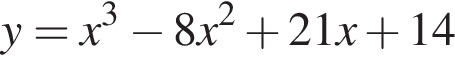 y=x в кубе минус 8x в квад­ра­те плюс 21x плюс 14