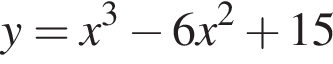 y=x в кубе минус 6x в квад­ра­те плюс 15