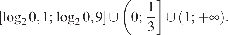  левая квад­рат­ная скоб­ка ло­га­рифм по ос­но­ва­нию 2 0,1 ; ло­га­рифм по ос­но­ва­нию 2 0,9 пра­вая квад­рат­ная скоб­ка \cup левая круг­лая скоб­ка 0; дробь: чис­ли­тель: 1, зна­ме­на­тель: 3 конец дроби пра­вая квад­рат­ная скоб­ка \cup левая круг­лая скоб­ка 1; плюс бес­ко­неч­ность пра­вая круг­лая скоб­ка .