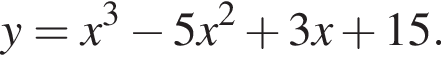 y=x в кубе минус 5x в квад­ра­те плюс 3x плюс 15.