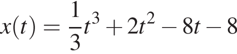 x левая круг­лая скоб­ка t пра­вая круг­лая скоб­ка = дробь: чис­ли­тель: 1, зна­ме­на­тель: 3 конец дроби t в кубе плюс 2t в квад­ра­те минус 8t минус 8 
