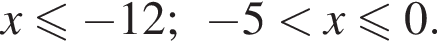 x мень­ше или равно минус 12; минус 5 мень­ше x мень­ше или равно 0.