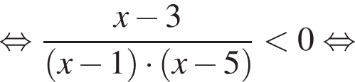 рав­но­силь­но дробь: чис­ли­тель: x минус 3, зна­ме­на­тель: левая круг­лая скоб­ка x минус 1 пра­вая круг­лая скоб­ка умно­жить на левая круг­лая скоб­ка x минус 5 пра­вая круг­лая скоб­ка конец дроби мень­ше 0 рав­но­силь­но 
