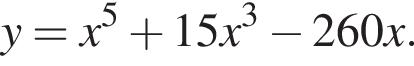 y=x в степени 5 плюс 15x в кубе минус 260x.