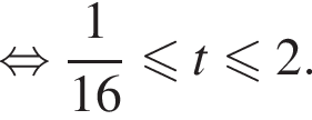 равносильно дробь: числитель: 1, знаменатель: 16 конец дроби меньше или равно t меньше или равно 2.