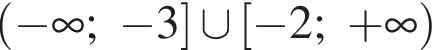  левая круг­лая скоб­ка минус бес­ко­неч­ность ; минус 3 пра­вая квад­рат­ная скоб­ка \cup левая квад­рат­ная скоб­ка минус 2; плюс бес­ко­неч­ность пра­вая круг­лая скоб­ка 