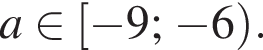 a при­над­ле­жит левая квад­рат­ная скоб­ка минус 9; минус 6 пра­вая круг­лая скоб­ка .
