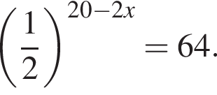  левая круг­лая скоб­ка дробь: чис­ли­тель: 1, зна­ме­на­тель: 2 конец дроби пра­вая круг­лая скоб­ка в сте­пе­ни левая круг­лая скоб­ка 20 минус 2x пра­вая круг­лая скоб­ка =64. 