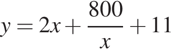 y=2x плюс дробь: числитель: 800, знаменатель: x конец дроби плюс 11