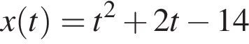 x левая круг­лая скоб­ка t пра­вая круг­лая скоб­ка =t в квад­ра­те плюс 2t минус 14