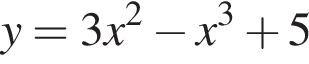 y=3x в квад­ра­те минус x в кубе плюс 5