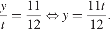  дробь: чис­ли­тель: y, зна­ме­на­тель: t конец дроби = дробь: чис­ли­тель: 11, зна­ме­на­тель: 12 конец дроби рав­но­силь­но y= дробь: чис­ли­тель: 11t, зна­ме­на­тель: 12 конец дроби . 